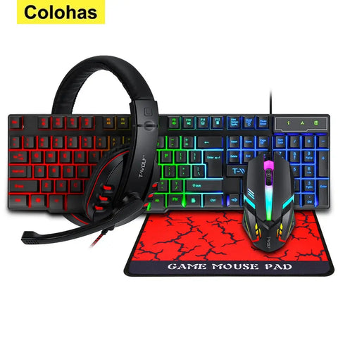 Gaming Keyboard Gamer Keyboard with Backlight USB RGB 104 Rubber Keycaps Wired Ergonomic Russian Keyboard for PC Laptop Luctec Shop